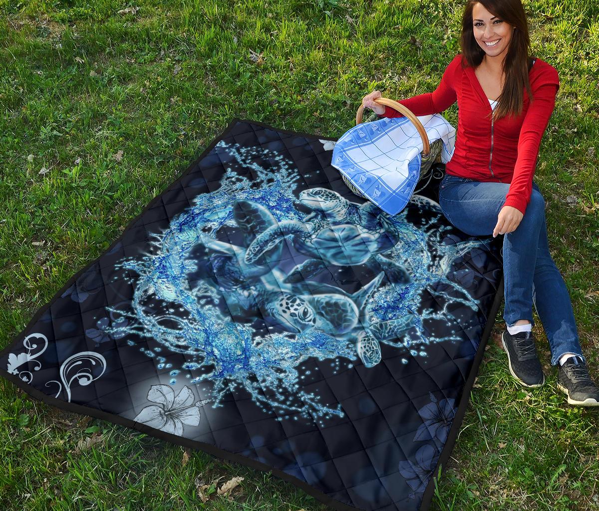 Hawaii Turtle Sea Ohana Premium Quilt - Polynesian Pride