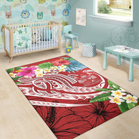 Fiji Polynesian Area Rug - Summer Plumeria (Red) - Polynesian Pride