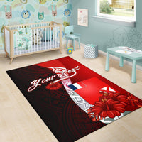 Wallis and Futuna Polynesian Custom Personalised Area Rug - Coat Of Arm With Hibiscus - Polynesian Pride