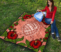 Hawaii Turtle Hibiscus Pink Premium Quilt - Polynesian Pride