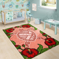 Hawaii Turtle Hibiscus Pink Rug - Fide Style - Polynesian Pride