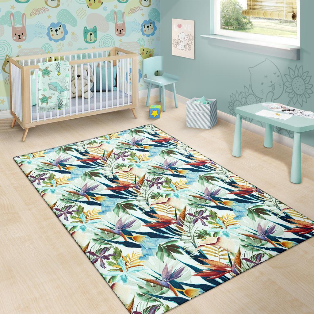 Tropical Flower, Plant And Leaf Pattern Rug - Polynesian Pride