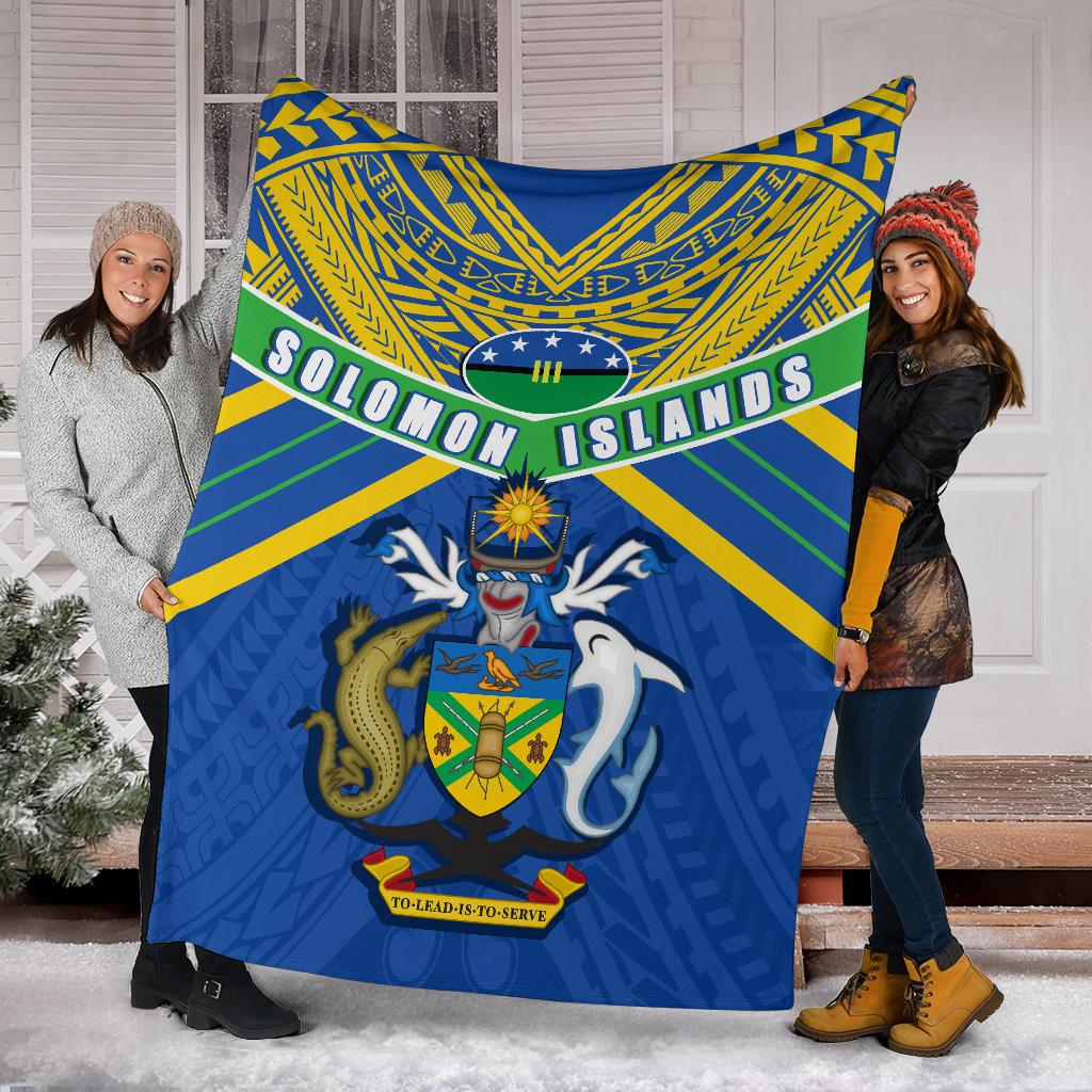 Solomon Islands Premium Blanket Simple Coat Of Arms Rugby - Polynesian Pride