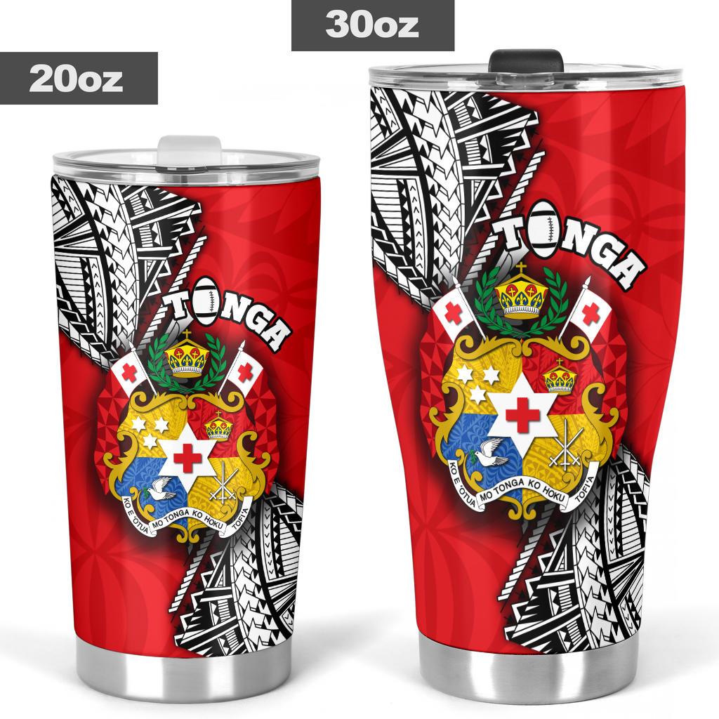 (Custom Personalised) Tonga Rugby Tumbler Polynesian Style Pinwheel - Custom Text and Number - Polynesian Pride