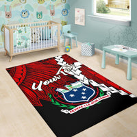 Samoa Polynesian Custom Personalised Are Rug - Tribal Wave Tattoo Flag Color - Polynesian Pride