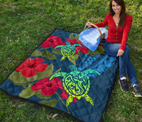 Hawaii Turtle Hibiscus Polynesian Premium Quilt - Bana Style - Polynesian Pride