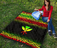 Hawaii Premium Quilt - Reggae Kanaka Maoli Polynesian Tattoo & Black Frog - Polynesian Pride