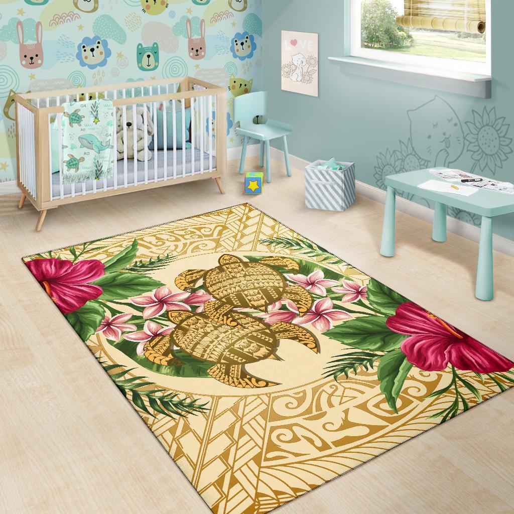 hawaii Rug - Turtle Strong Pattern Hibiscus Plumeria AH - Polynesian Pride