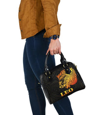 Sun In Leo Zodiac Shoulder Handbag Polynesian Tattoo Simple - Orange Black - Polynesian Pride