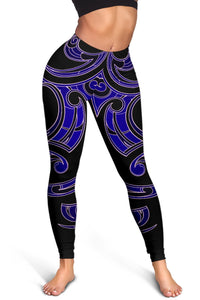 Hawaii Tribal Polynesian Women's Leggings - Blue - Juno Style - AH - Polynesian Pride