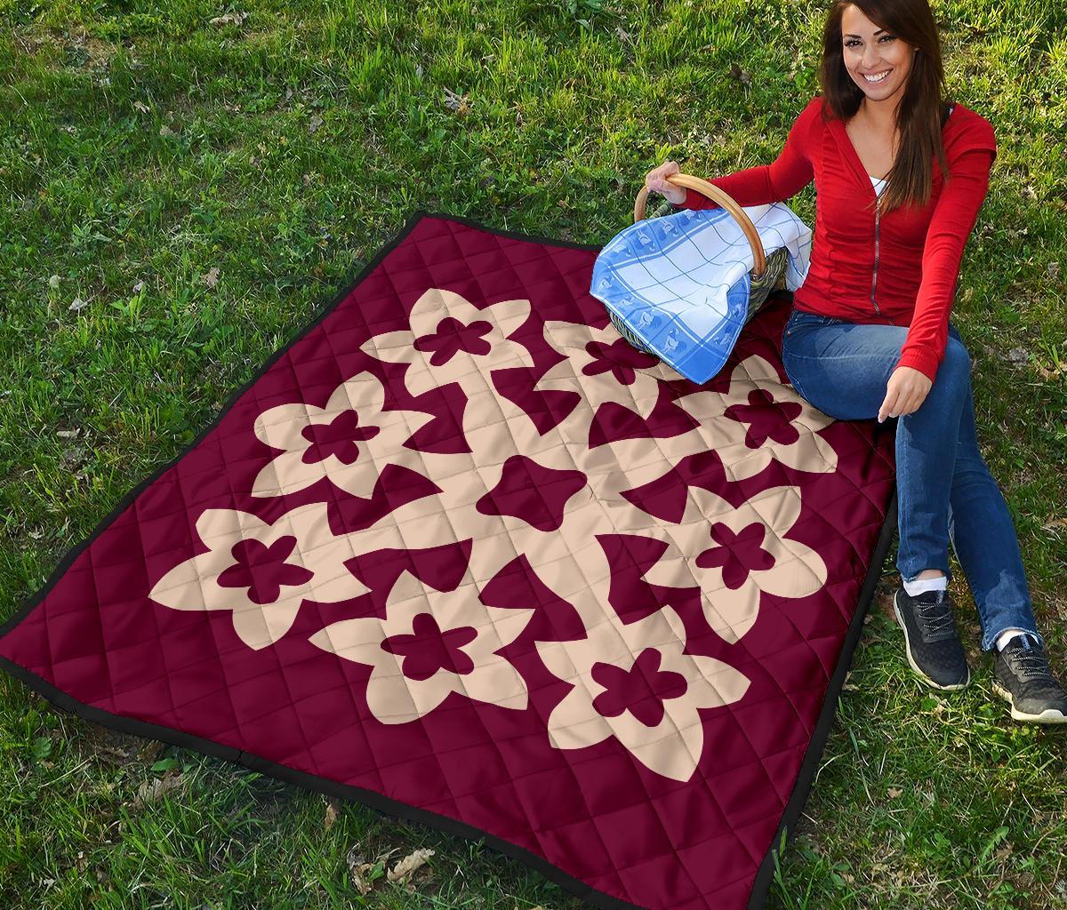 Hawaiian Premium Quilt Royal Pattern - Pink - A1 Style - Polynesian Pride