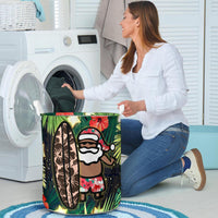 Hawaii Santa Claus Surf Christmas Pattern Laundry Basket - AH - Polynesian Pride