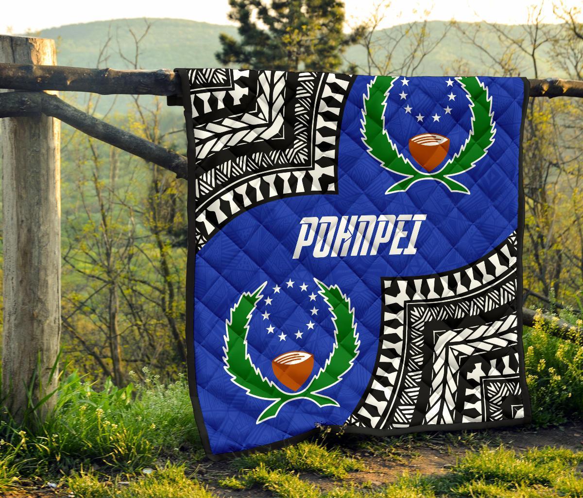 Pohnpei Premium Quilt - Pohnpei Flag Micronesian Pattern - Polynesian Pride