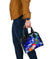 Vanuatu Custom Personalised Shoulder Handbag - Humpback Whale with Tropical Flowers (Blue) - Polynesian Pride