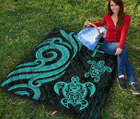 Fiji Polynesian Premium Quilt - Turquoise Tentacle Turtle - Polynesian Pride