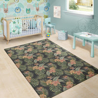 Tropical Hibiscus Monstera Leaf Rug - Polynesian Pride