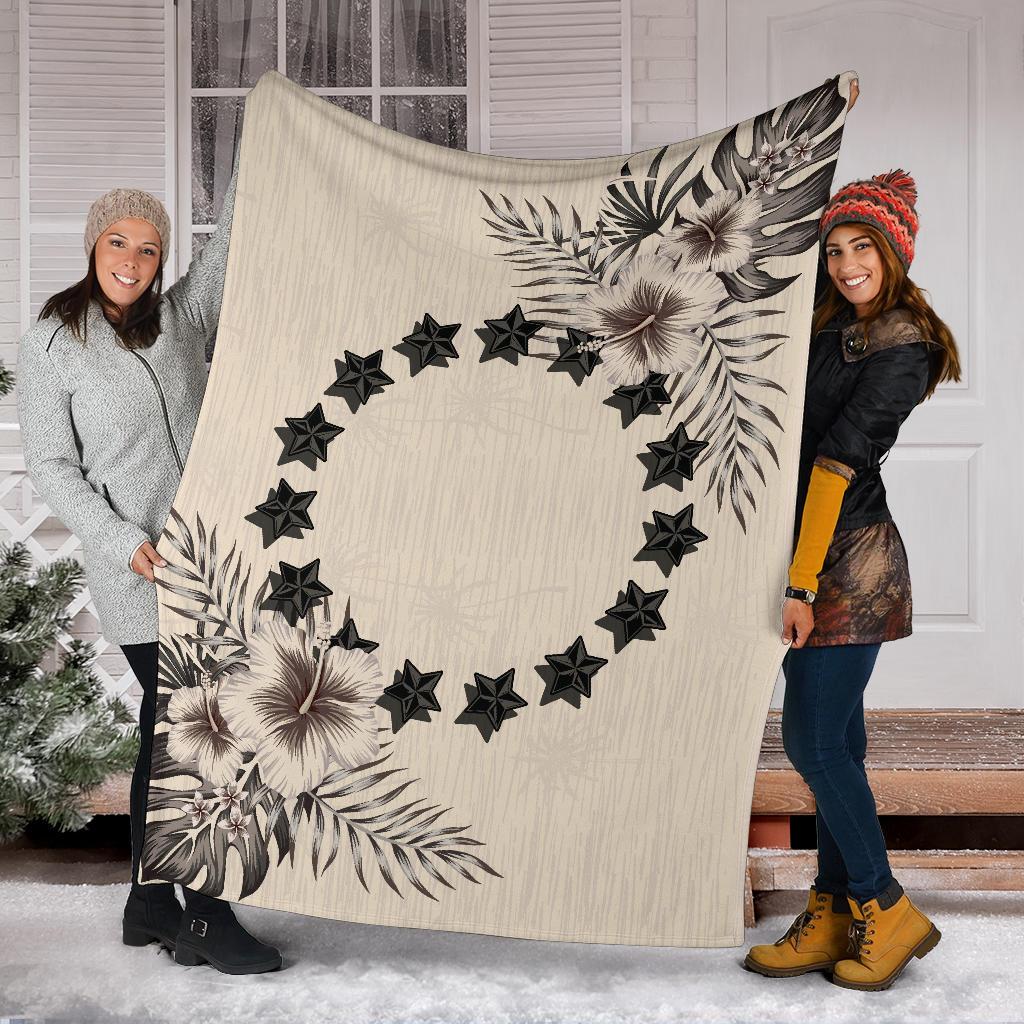 Cook Islands Blanket - The Beige Hibiscus - Polynesian Pride