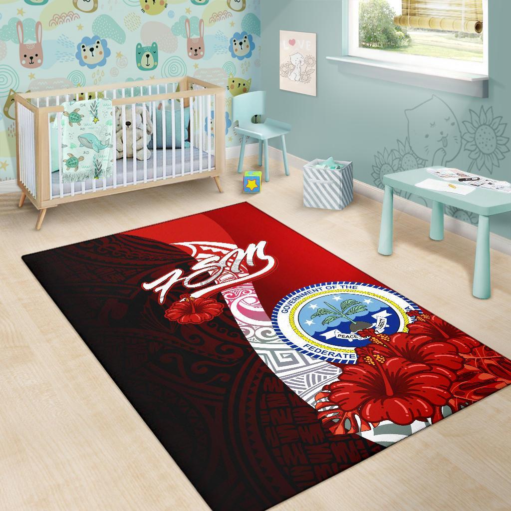 Federated States Of Micronesia Polynesian Area Rug - Coat Of Arm With Hibiscus - Polynesian Pride