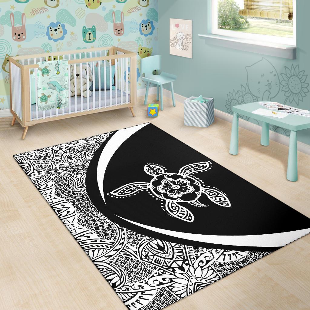 Hawaii Turtle Polynesian Area Rug Circle Style White - Polynesian Pride
