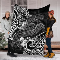 Samoa Premium Blanket - White Shark Polynesian Tattoo - Polynesian Pride