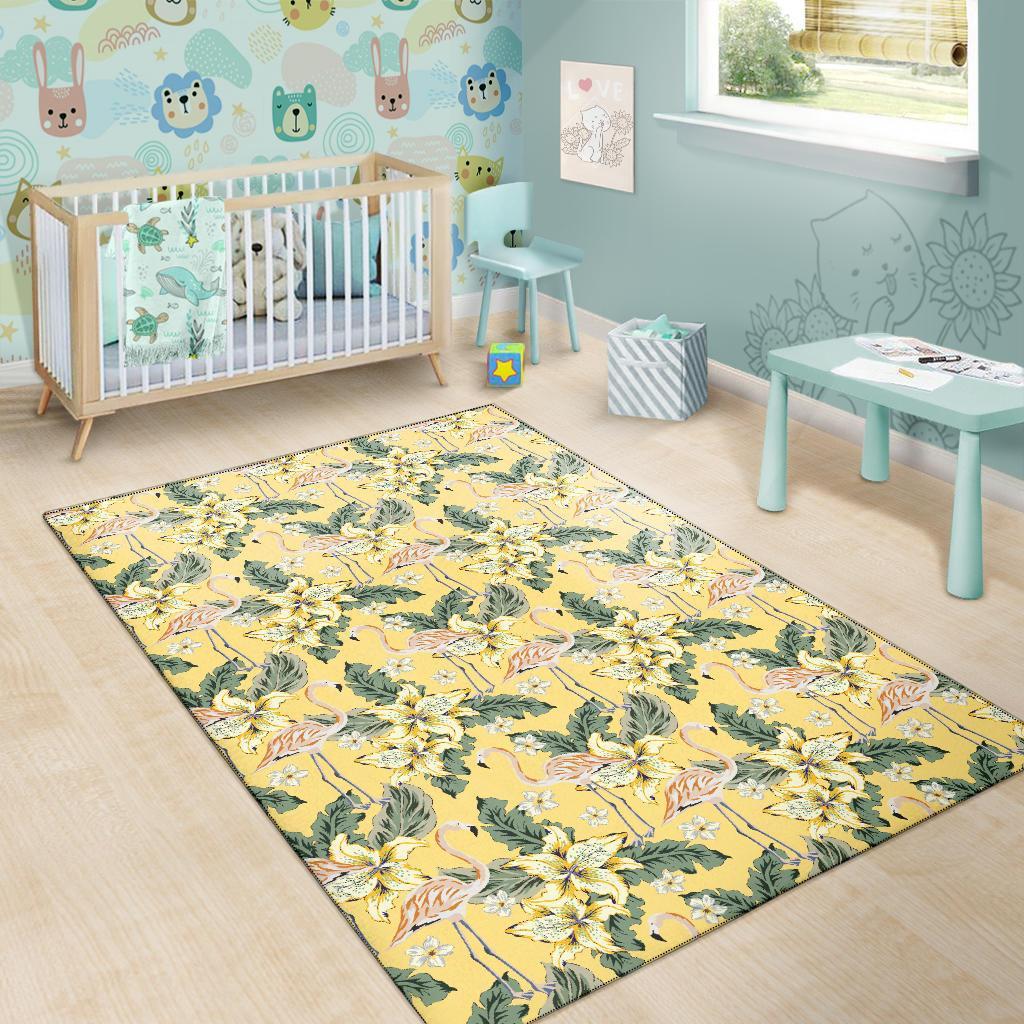 Tropical Flamingo Yellow Rug - Polynesian Pride