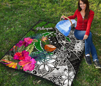 Pohnpei Premium Quilt - Turtle Plumeria Banana Leaf - Polynesian Pride