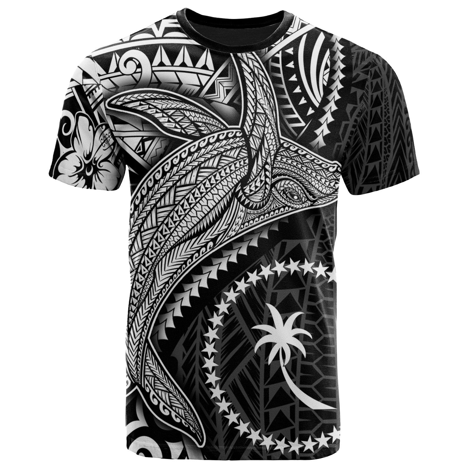 Chuuk T Shirt Humpback Whale & Coat of Arms White Unisex Art - Polynesian Pride