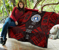 Northern Mariana Islands Premium Quilt - Northern Mariana Islands Seal Polynesian Red Tattoo - Polynesian Pride