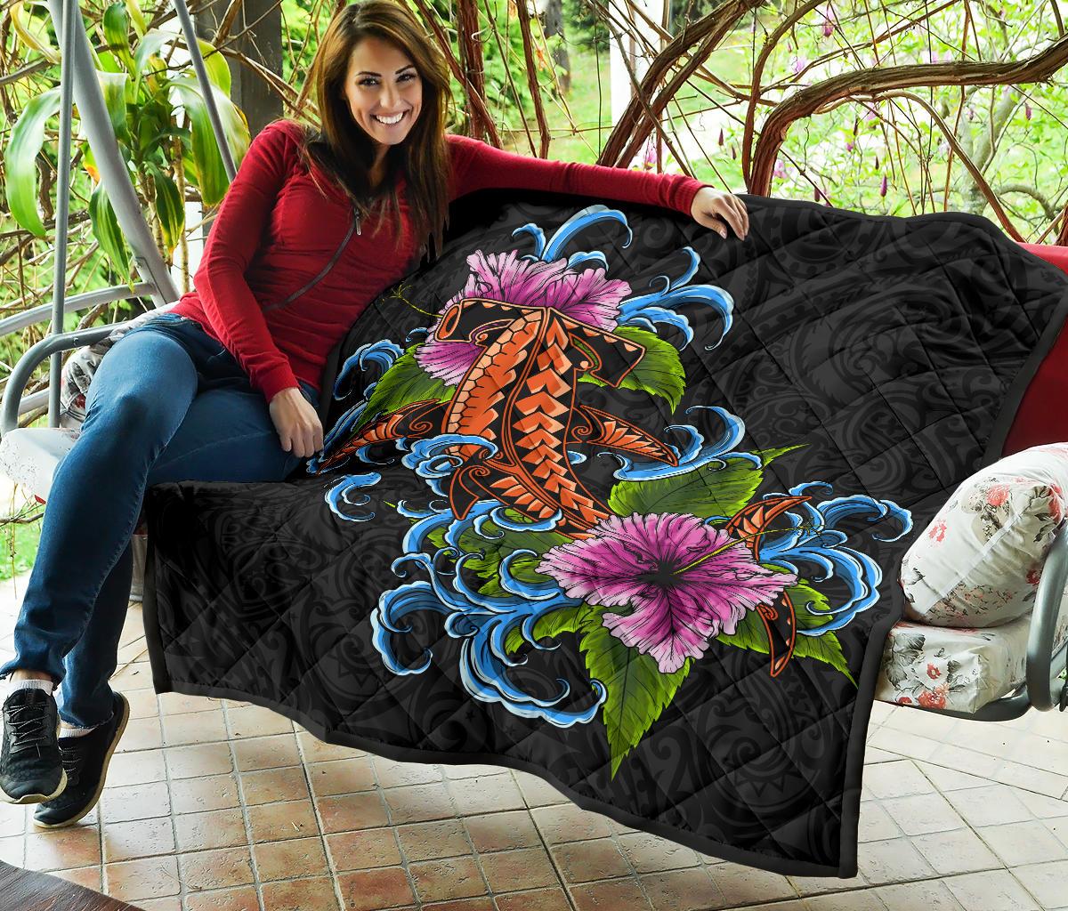 Hawaii Polynesian Premium Quilt - Cephalofoil Tattoo Hibiscus - Polynesian Pride