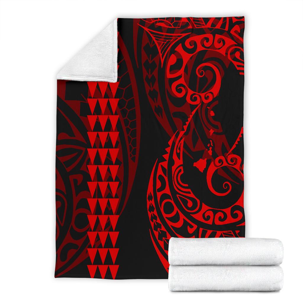 Hawaii Kakau Red Polynesian Premium Blanket - Polynesian Pride