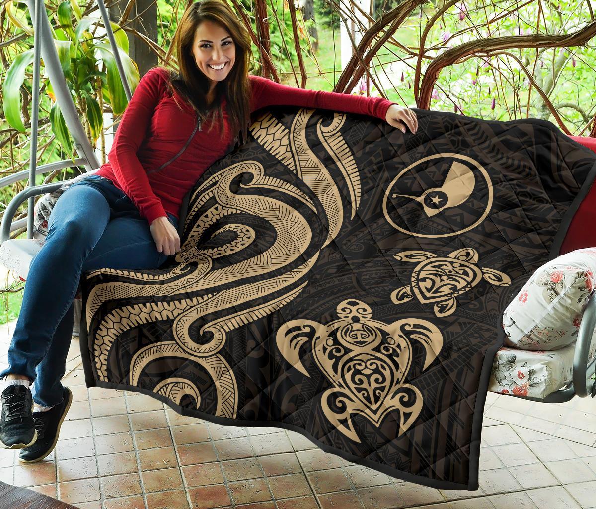 Yap Micronesian Premium Quilt - Gold Tentacle Turtle - Polynesian Pride