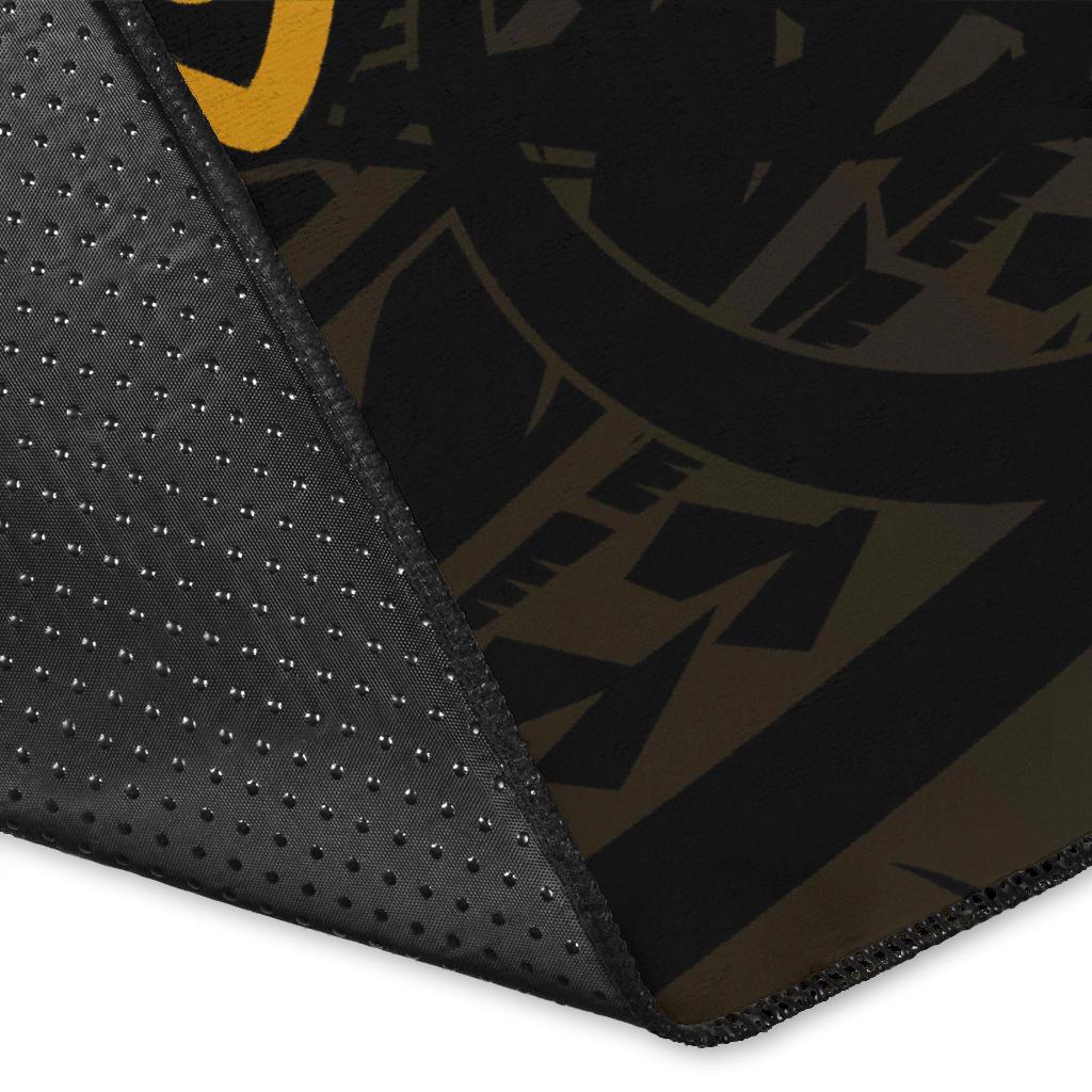 Kanaka Map Hibiscus Plumeria Turtle Art Polynesian Area Rug Gold AH - Polynesian Pride