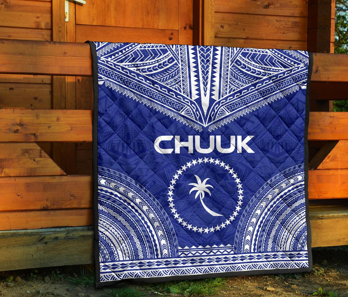 Chuuk Premium Quilt - Chuuk Flag Polynesian Chief Blue Version - Polynesian Pride