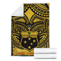 Samoa Premium Blanket - Samoa Coat Of Arm, Polynesian Tattoo Golden - Polynesian Pride