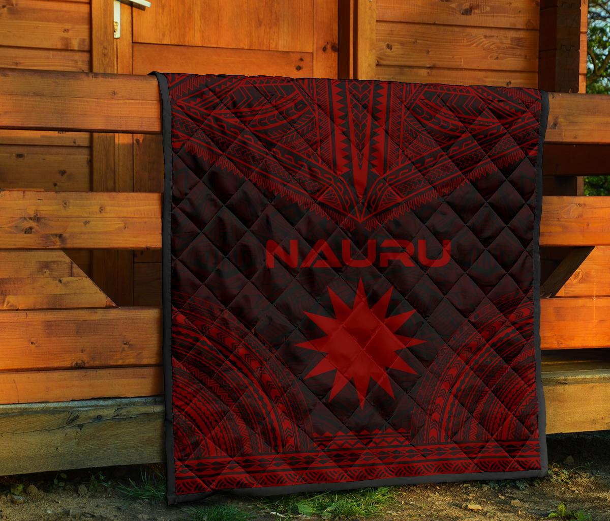 Nauru Premium Quilt - Nauru Flag Polynesian Chief Red Version - Polynesian Pride