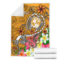 Tonga Custom Personalised Premium Blanket - Turtle Plumeria (Gold) - Polynesian Pride