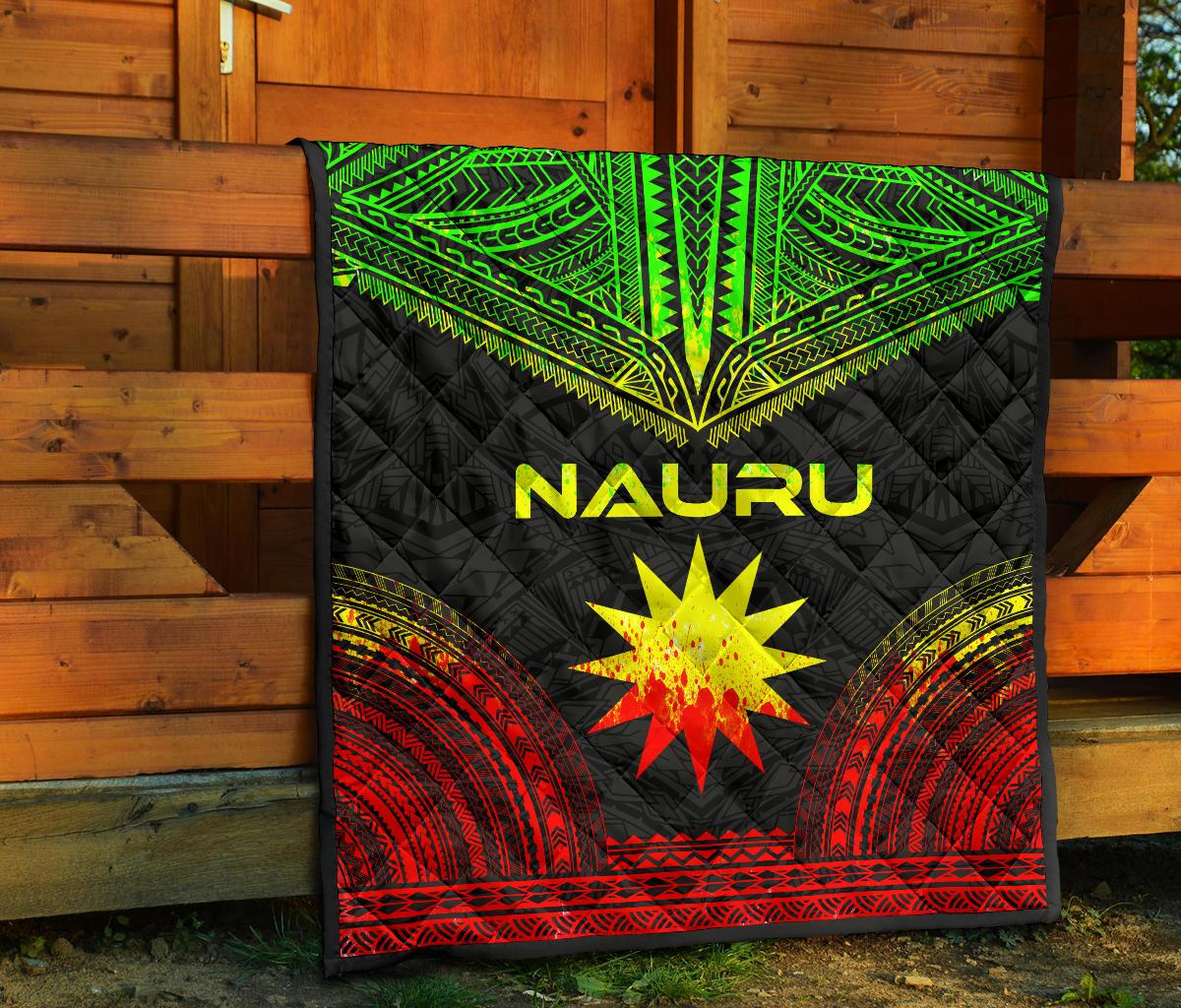 Nauru Premium Quilt - Nauru Flag Polynesian Chief Reggae Version - Polynesian Pride