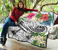 Tahiti Polynesian Premium Quilt - Summer Plumeria (White) - Polynesian Pride