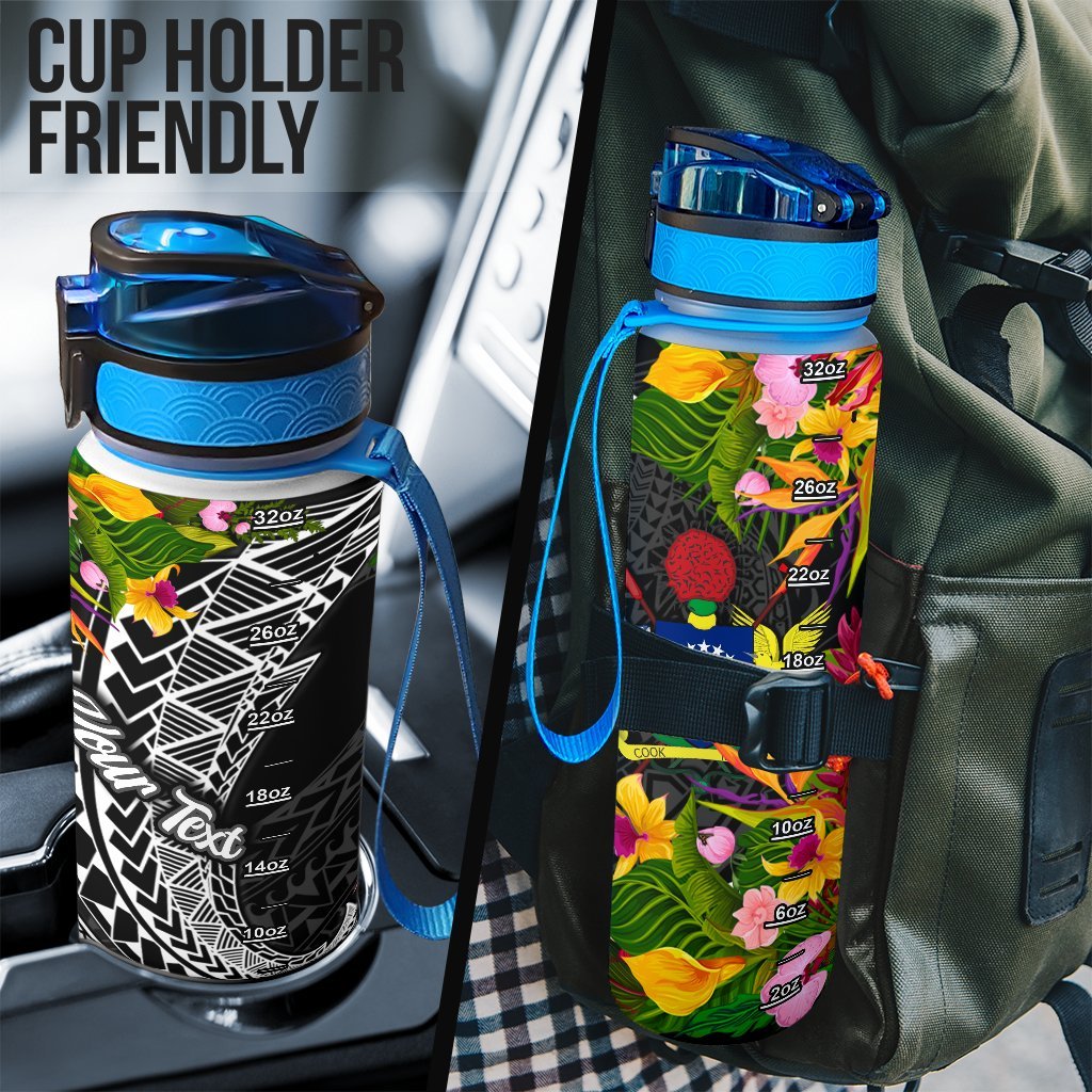 Cook Islands Custom Personalised Hydro Tracking Bottle - Seal Spiral Polynesian Patterns - Polynesian Pride