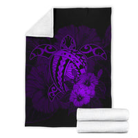 Hawaii Hibiscus Premium Blanket - Harold Turtle - Purple - Polynesian Pride