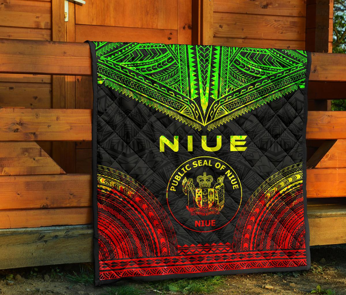 Niue Premium Quilt - Niue Seal Polynesian Chief Reggae Version - Polynesian Pride