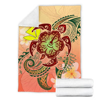 Hawaii Turtle Kanaka Plumeria Hibiscus Premium Blanket - Kity Style - AH - Polynesian Pride