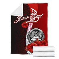American Samoa Polynesian Custom Personalised Premium Blanket - Coat Of Arm With Hibiscus - Polynesian Pride