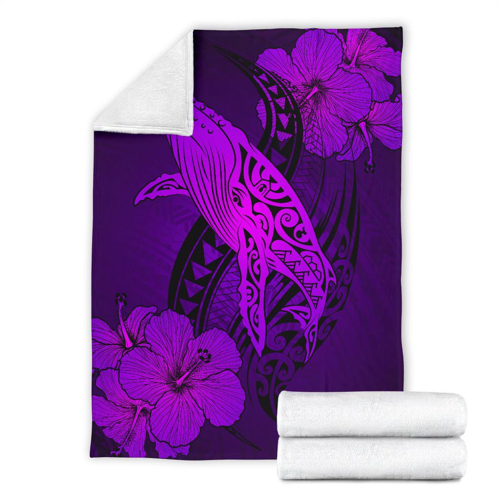 Hawaii Whale Swim Poly Purple Premium Blanket - Polynesian Pride