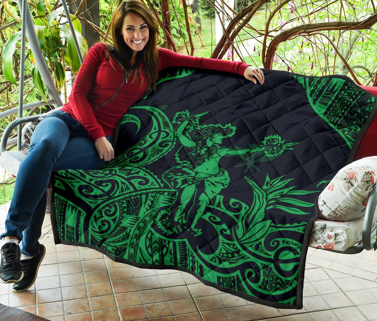 Polynesian Hawaii Premium Quilt - Hula Girl Green - Polynesian Pride
