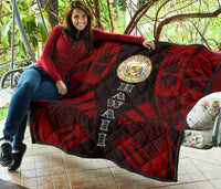 Hawaii Premium Quilt - Hawaii Seal Polynesian Red Tattoo - Polynesian Pride