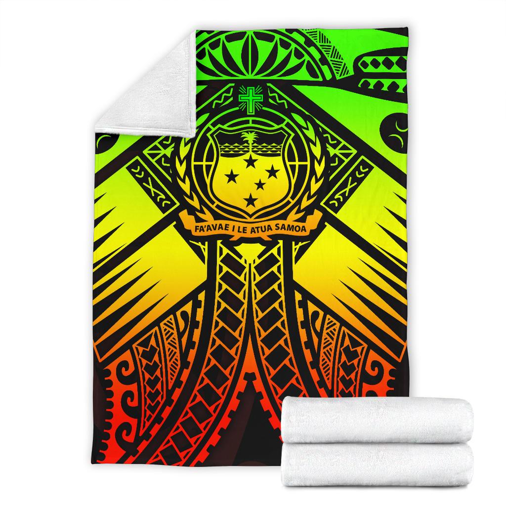 Samoa Polynesian Premium Blanket - Samoa Reggae Seal with Polynesian Tattoo - Polynesian Pride