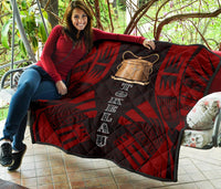 Tokelau Premium Quilt - Tokelau Coat Of Arms Polynesian Red Tattoo - Polynesian Pride