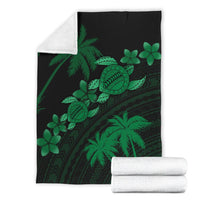 Hawaii Turtle Plumeria Coconut Tree Polynesian Premium Blanket - Green - Polynesian Pride