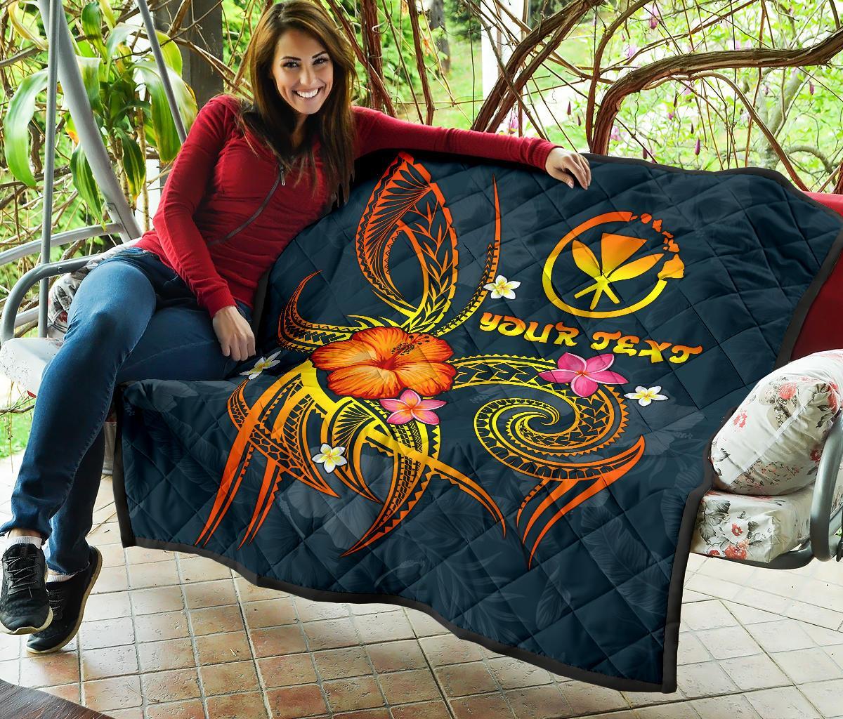 Polynesian Hawaii Personalised Pemium Quilt - Legend of Kanaka Maoli (Blue) - Polynesian Pride